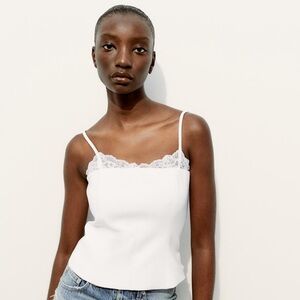 NWT Zara White Corsetry Lace Cami Top Medium – Coquette Y2K Fairycore